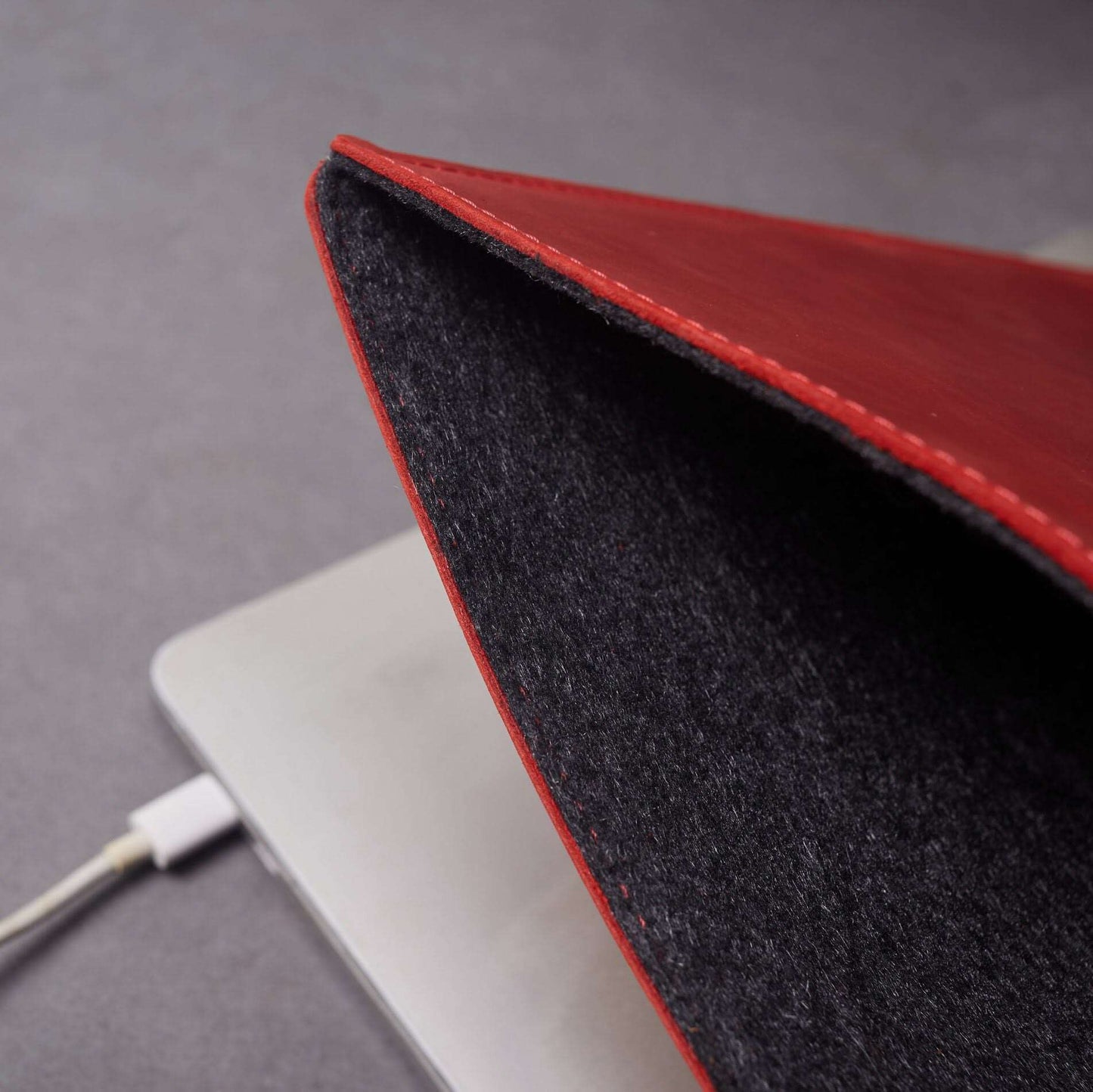 Leather MacBook sleeve with Apple logo