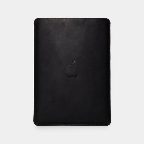 Leather MacBook sleeve with Apple logo