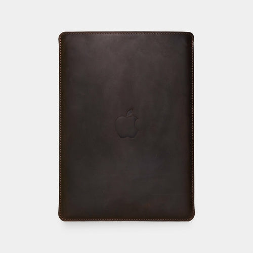 Leather MacBook sleeve with Apple logo