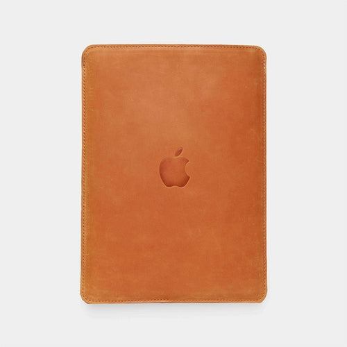 Leather MacBook sleeve with Apple logo