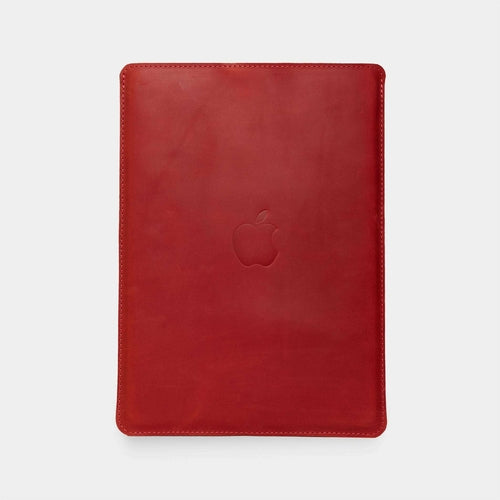 Leather MacBook sleeve with Apple logo